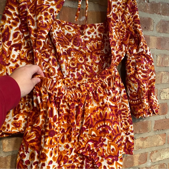 Anthropologie Love the Label floral tie open back shirt top size medium women’s - Picture 9 of 14